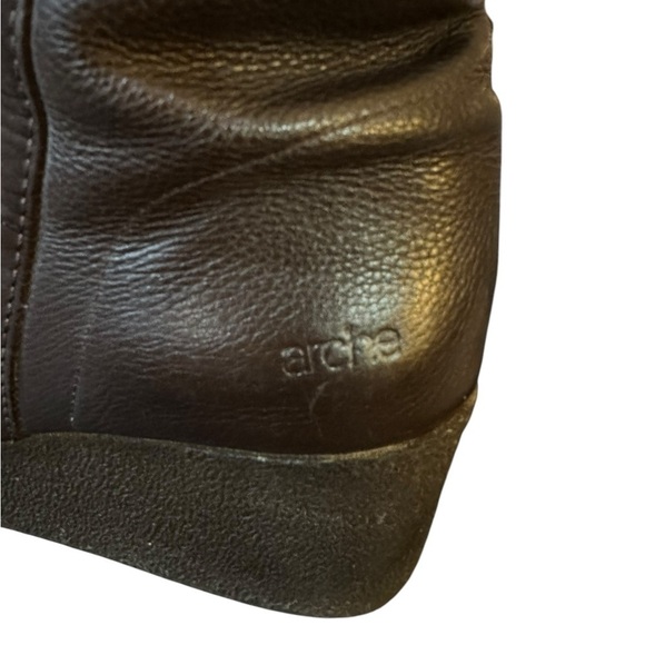 Arche Brown Suede & Leather Wedge Ankle Boots Zipper Closure - Picture 4 of 10